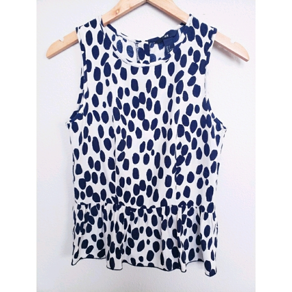 H&M Black and Cream Peplum Tank Top Size 4 - Picture 1 of 7